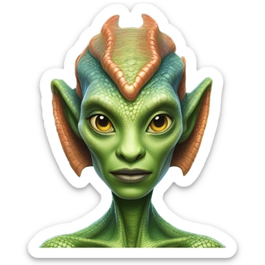 a reptilian alien woman full body sticker