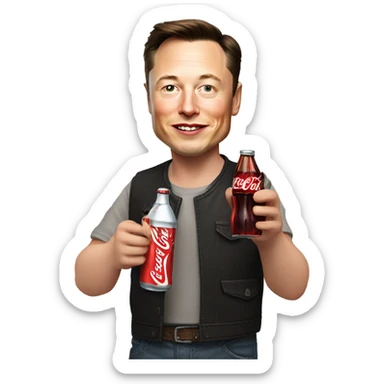 Elon musk with a Coca Cola sticker
