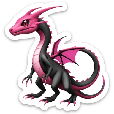 Magenta, black and white Flygon-Gorebyss-Salandit-Pokémon-Fakémon-creature-fusion-hybrid sticker