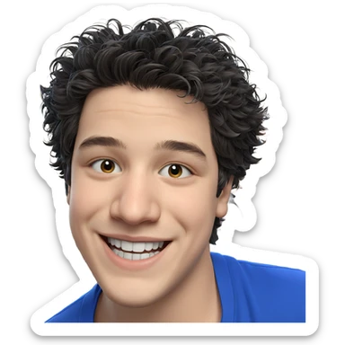 smiling boy in blue shirt sticker