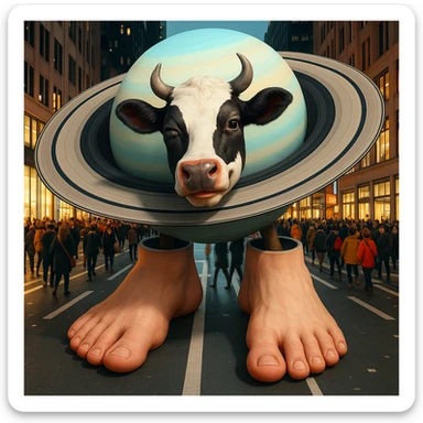 Edit the cow's face to have a winking playful expression while keeping the image quality and style consistent with the original. sticker