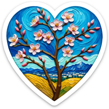 Vangogh almond blossom heart sticker