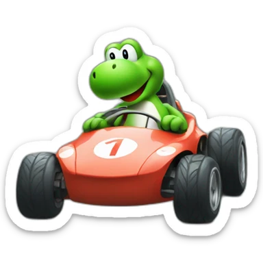 Green Yoshi racing in a car sticker