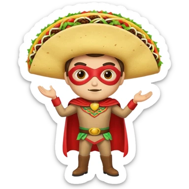 a hero who wear Taco costume  with a hero mask  sticker
