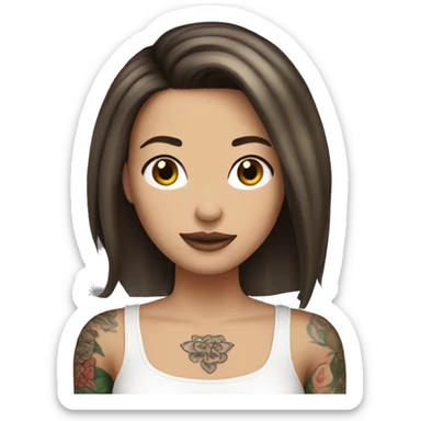 Bob hair brunette white girl with tattoos on her arms  sticker