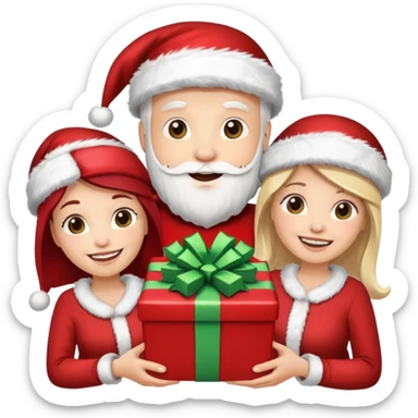 Family Christmas  3 woman’s 2 mans white people  sticker