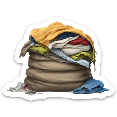 pile of ripped rotten clothes sticker