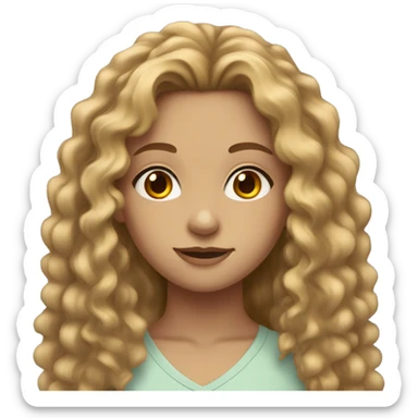 teen girl with long curly brown/blonde hair and hazel eyes sticker