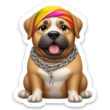 fat dog with a chain and a durag sticker
