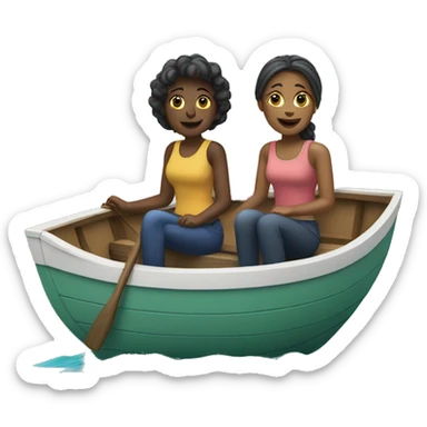 Two women sitting in a boat sticker