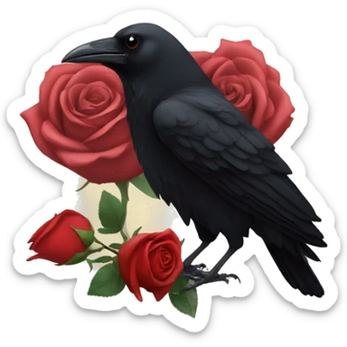 Crow and a rose sticker