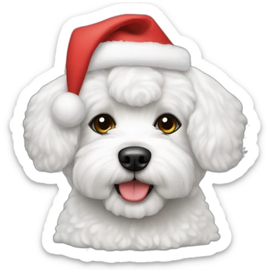 bichon dog-christmas hat sticker