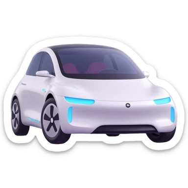 sleek electric car with smooth surfaces and shiny finish in 3D emoji style sticker