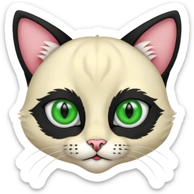 Chat noir et blanc avec des yeux verts et l' intérieur des oreilles roses sticker