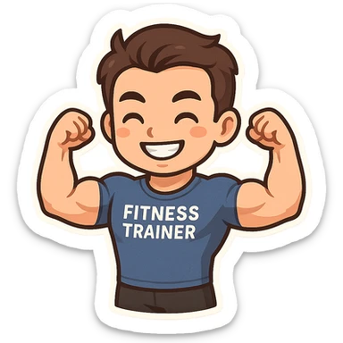 Fitness trainer shows the biceps at full length sticker