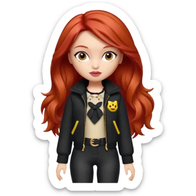 Bratz doll with red hair and a mole sticker