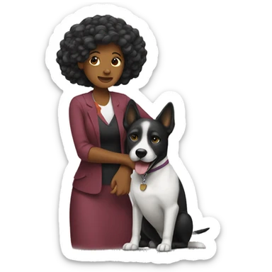 Mujer pelirroja abrazando a un perro negro sticker