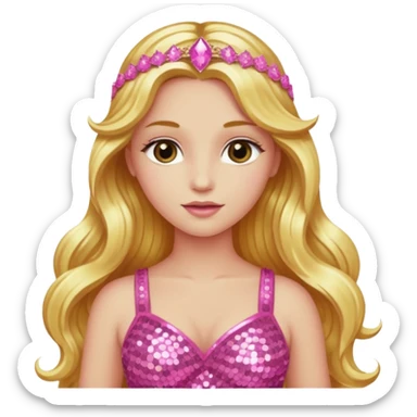 Venus, Goddess of Love from Gods and Goddesses with long golden blonde hair, pink sequin outfit sticker