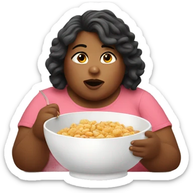 Fat girl eating cereal  sticker