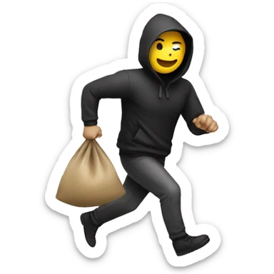 Thief in third person profile running with bag of money  sticker