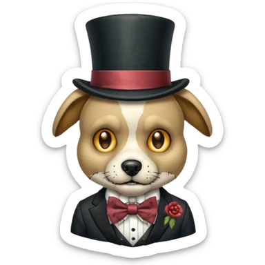 zombie dog with bow tie and top hat sticker