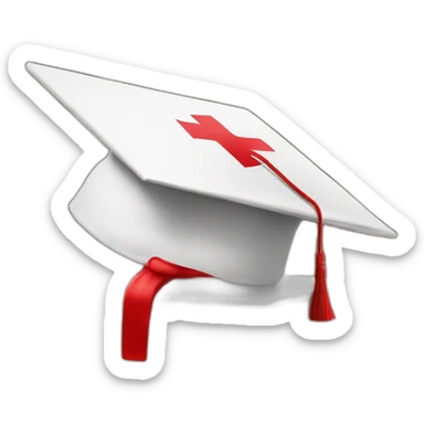 White Student cap with red medical cross On a stack of books sticker