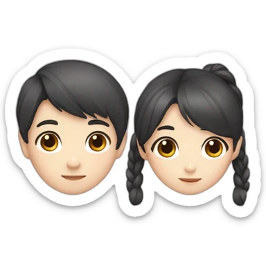 Cute Korean boy with a cute girl who has two side pony tails sticker