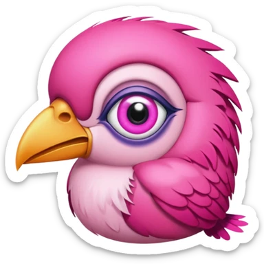 pink bird with piercings and tattooes two eyes sticker