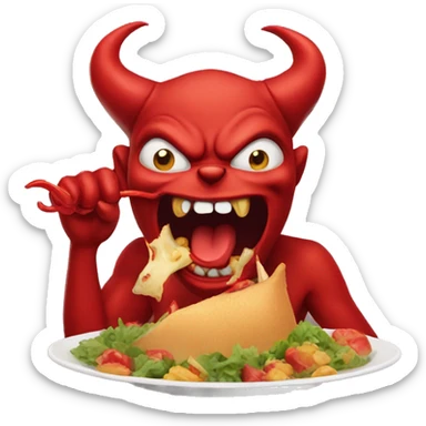 humorous devil eating sticker