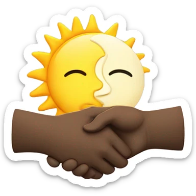 Moon and Sun shaking hands sticker