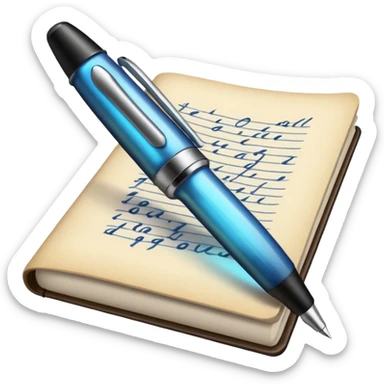 pen writing on a page with a glowing spark sticker
