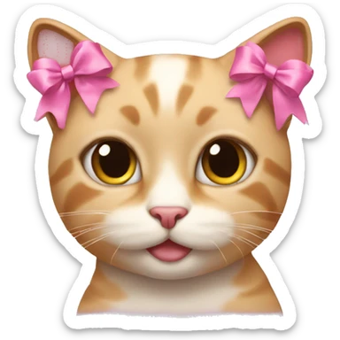 Cat with pink bows  sticker
