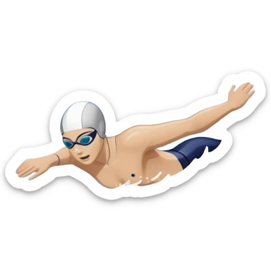 An icon featuring a swimmer in mid-stroke, cutting through the water with a strong, fluid motion. The design includes ripples around the swimmer’s body and a pool lane line in the background, symbolizing speed and technique in swimming. Transparent background highlights the grace sticker