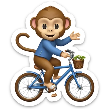 monkey pretending to ride bike but bike sticker