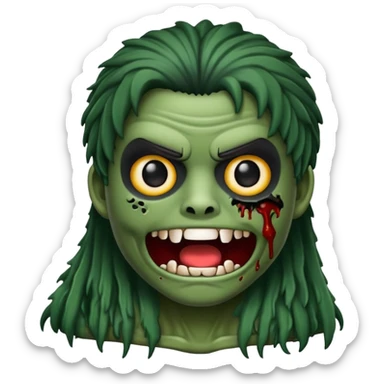 Emoji de zumbi de cabelo curto e preto, e regata de renda sticker