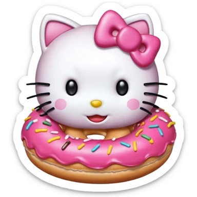 hello kitty eating a donut sticker