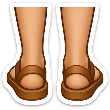Backview of Mary Magdalene's feet in sandals, matching the style and colors from the reference image, in emoji style with transparent background. sticker