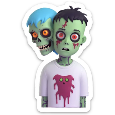 zombie boy with emo hair and white shirt sticker