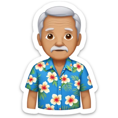 old man with hawai blue floweral shirt  full body  sticker
