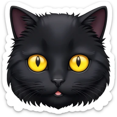Fuzzy black cat with yellow eyes sticker