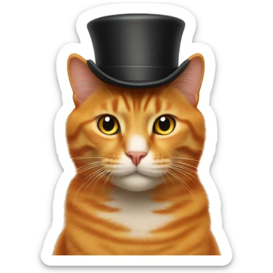 Orange cat with a top hat sticker