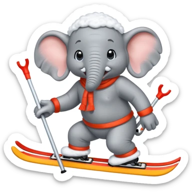 skiing elephant sticker