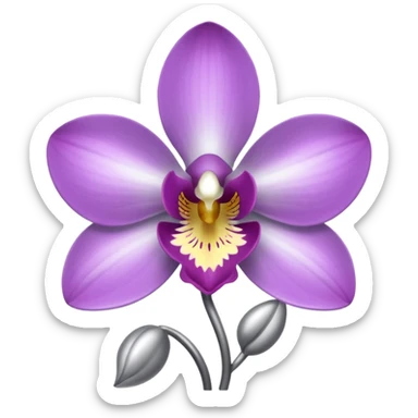 chrome gray silver orchid sticker