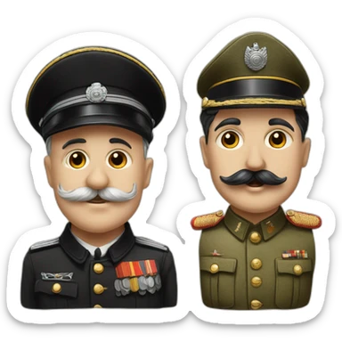 Charlie Chaplin with mustach of a german chief during the 1940s and a German military cap sticker