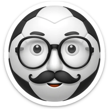 soccer ball wearing joke glasses and nose and mustache sticker