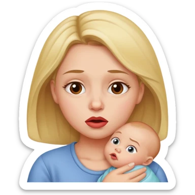 woman thinking of a baby while biting her lip sticker