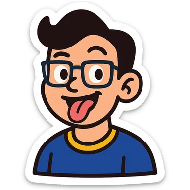 personalized cartoon avatar with playful expression sticker