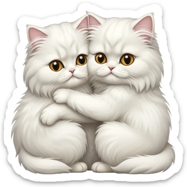 2 white Persian cats hug sticker
