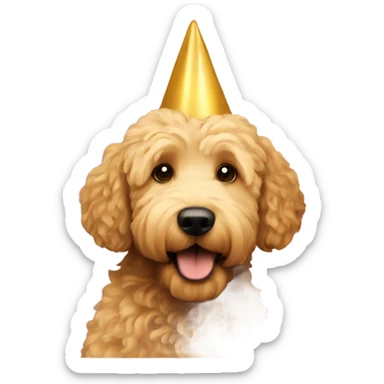 A golden doodle dog celebration  sticker