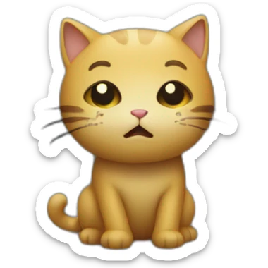 sad cat looks out the window where it is raining sticker